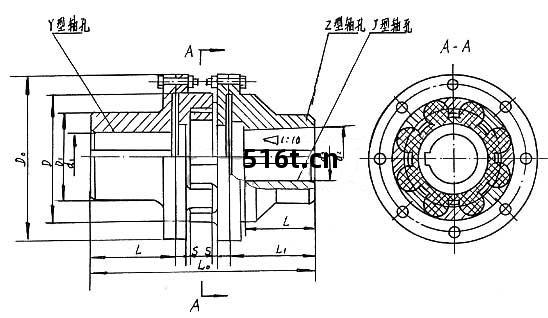 MLPK型(xing)帶制動盤(pan)梅(mei)花形(xing)彈(dan)性聯(lian)軸(zhou)器(qi)
